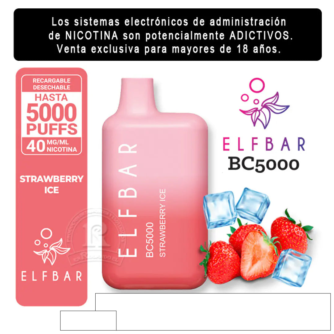Vapeador Elfbar Strawberry Ice 5000 Puffs 1 Unidad