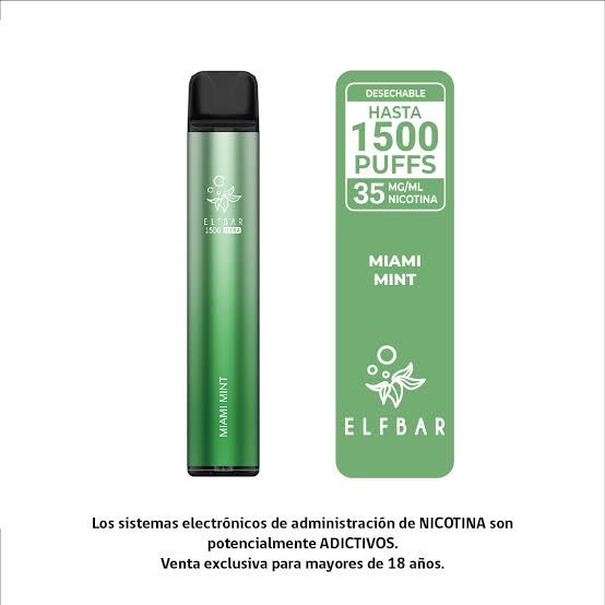 Elfbar Miami Mint Vape Desechable 1500 Puffs