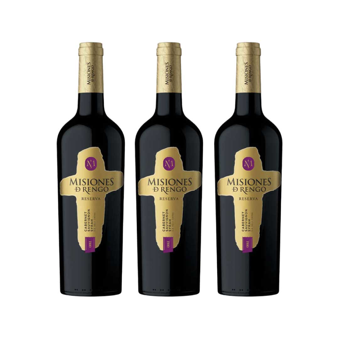Pack 3x Vino Misiones de Rengo Reserva Cabernet Sauvignon Syrah 750ml