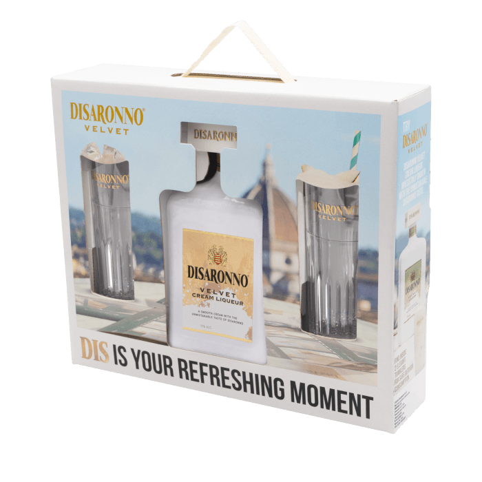Pack Disaronno Velvet 700cc + 2 Vasos Vidrio