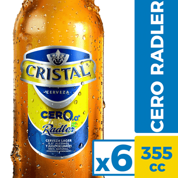 Six Pack Cerveza Cristal Radler Botella 355cc
