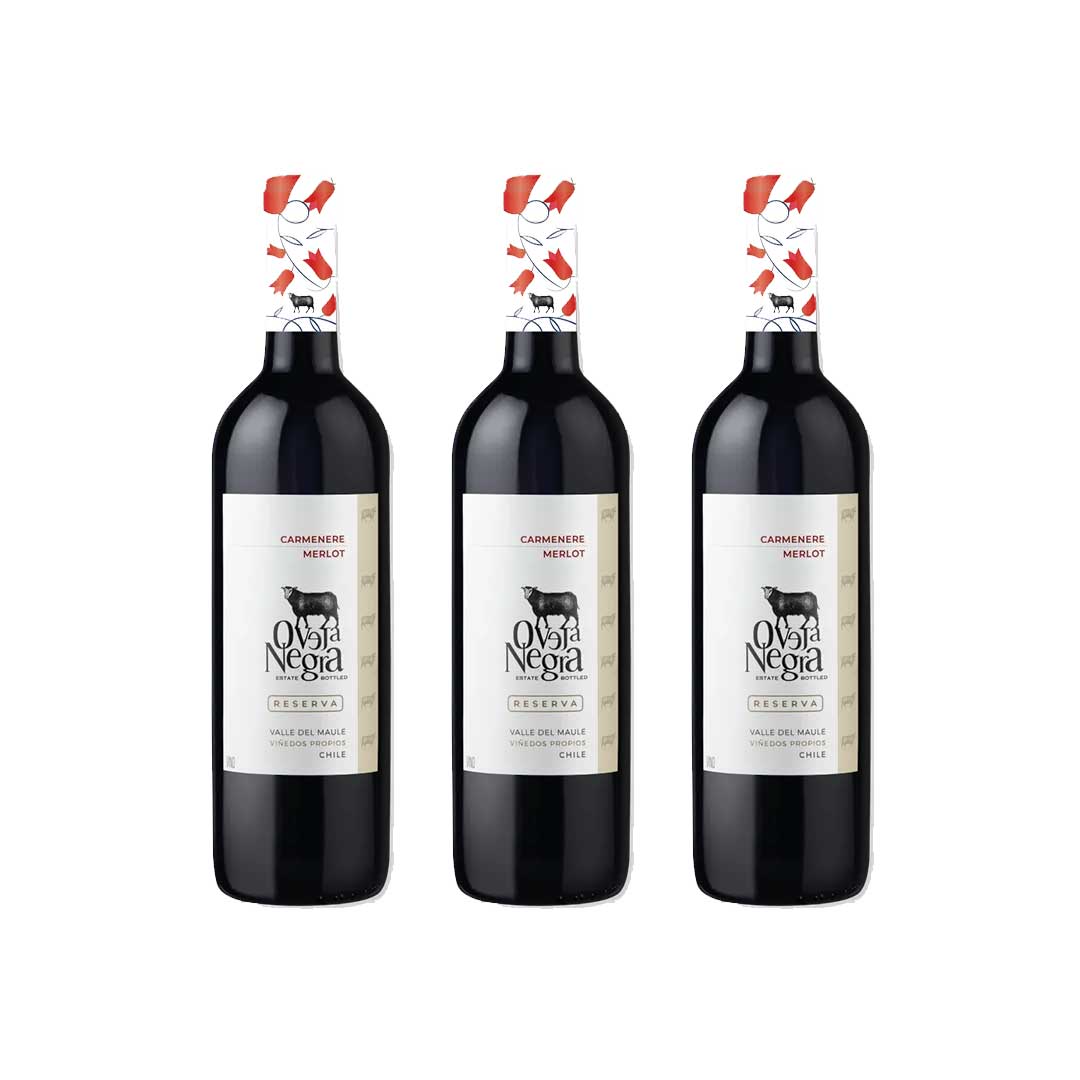 3x Vino Oveja Negra Reserva Carmenere Merlot 750ml