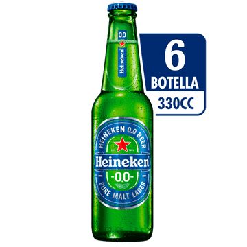 Pack 6 un. Cerveza Heineken Cero Lager Sin alcohol 330 cc