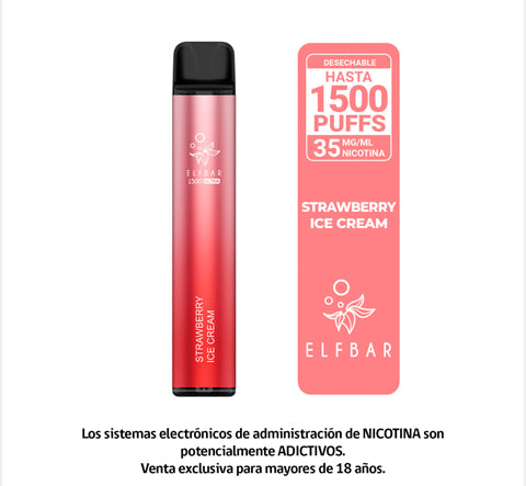 Elfbar Strawberry Ice Cream Vape Desechable 1500 Puffs