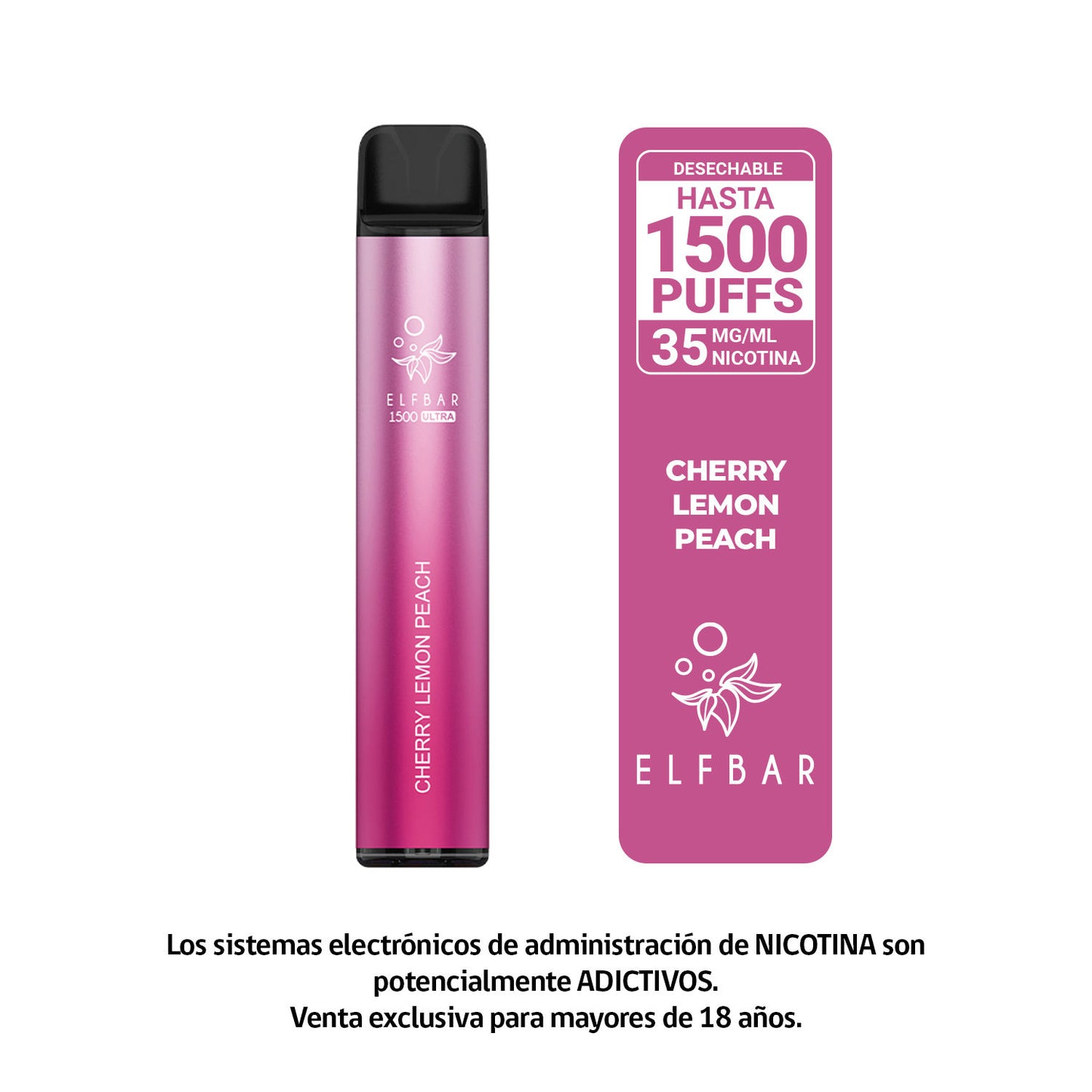 Elfbar Cherry Lemon Peach Vape Desechable 1500 Puffs