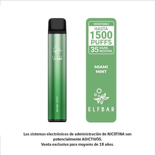 Elfbar Miami Mint Vape Desechable 1500 Puffs