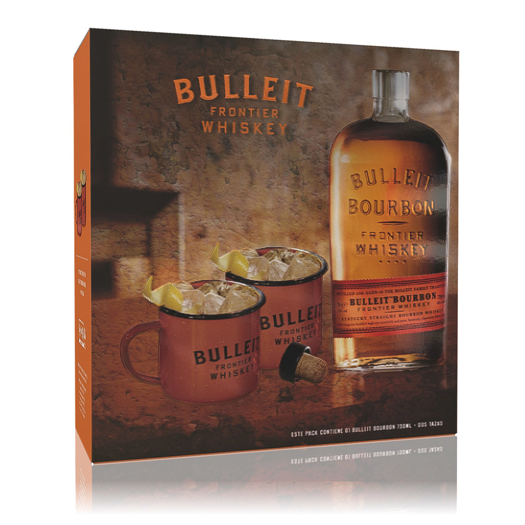 KIT BULLEIT BOURBON: Whiskey Bulleit 750cc + 2 Tazas Bulleit