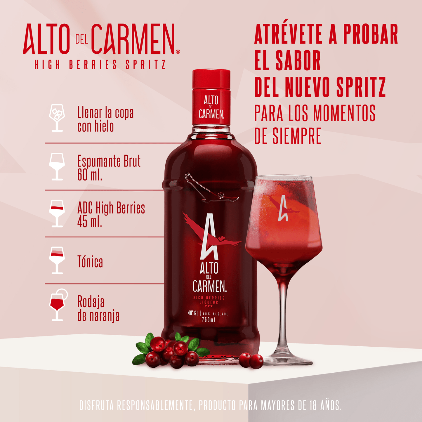 Pisco Alto del Carmen High Berries 40° 750 cc