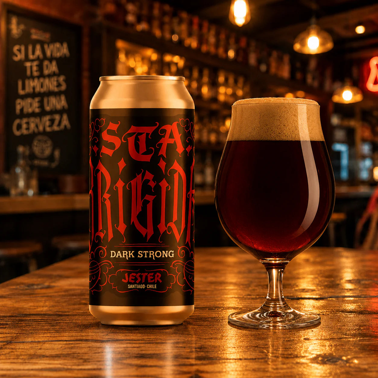 Cerveza Jester Sta Brigida - Dark Strong Lata 473 cc