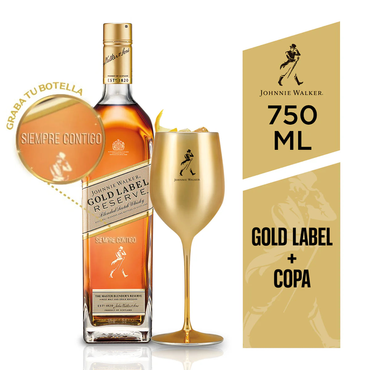 Johnnie Walker Gold Label 40° 750ml + Copa