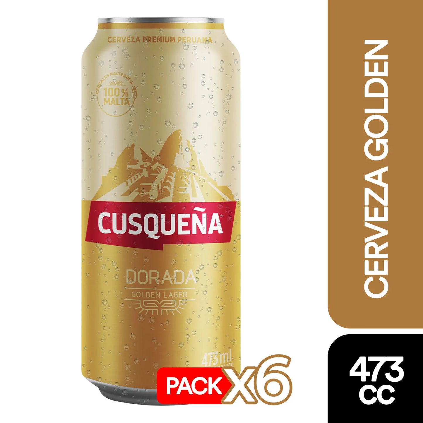Pack 6 un. Cerveza Cusqueña Golden Lager lata 473 cc