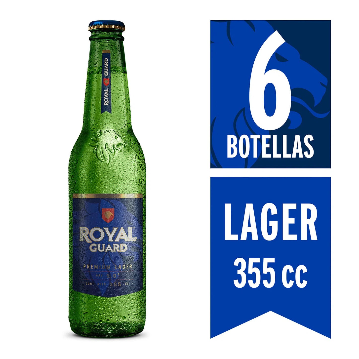 Pack 6 un. Cerveza Royal Guard Lager botella 355 cc