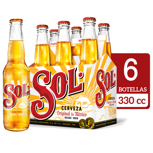 Pack 6 un. Cerveza Sol 330 cc
