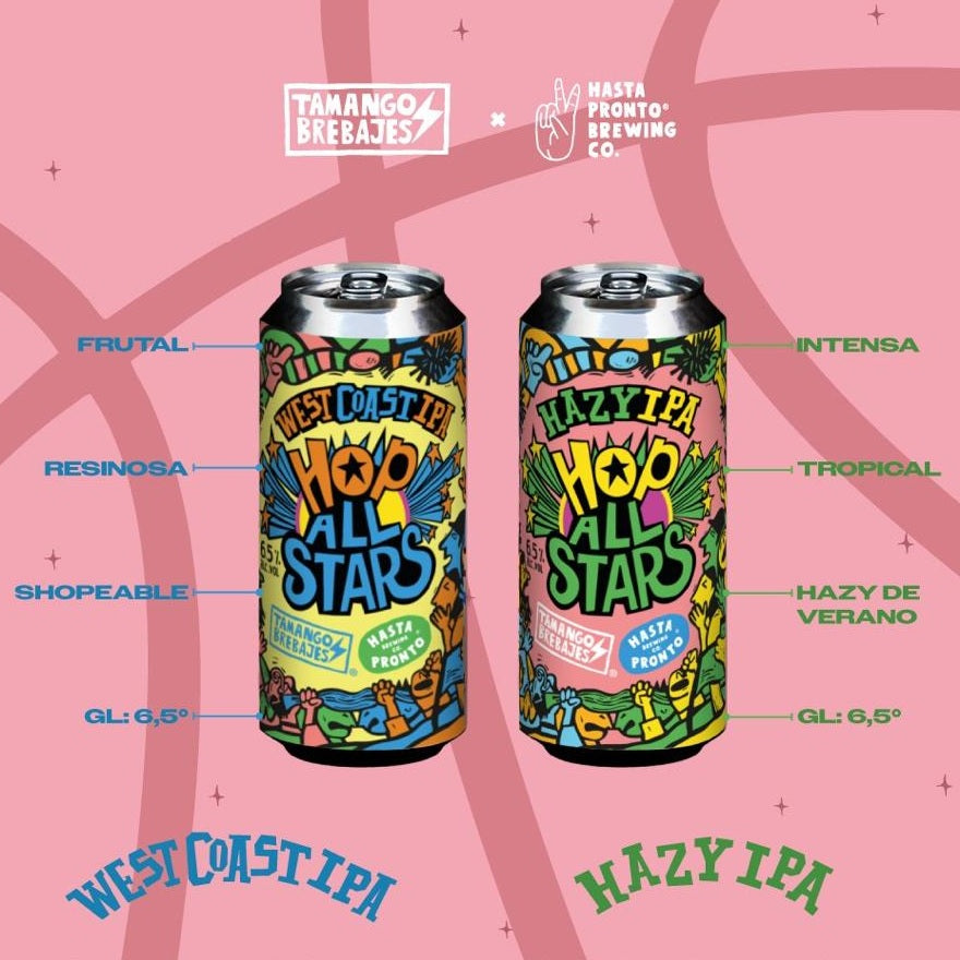 Cerveza Hop All Stars West Coast IPA Collaborativa Tamango Con Hasta Pronto 473 cc