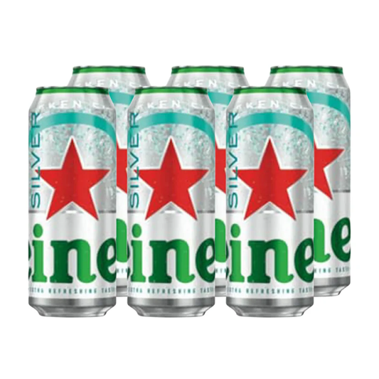 6un Cerveza Heineken Lata Silver 470 Cc