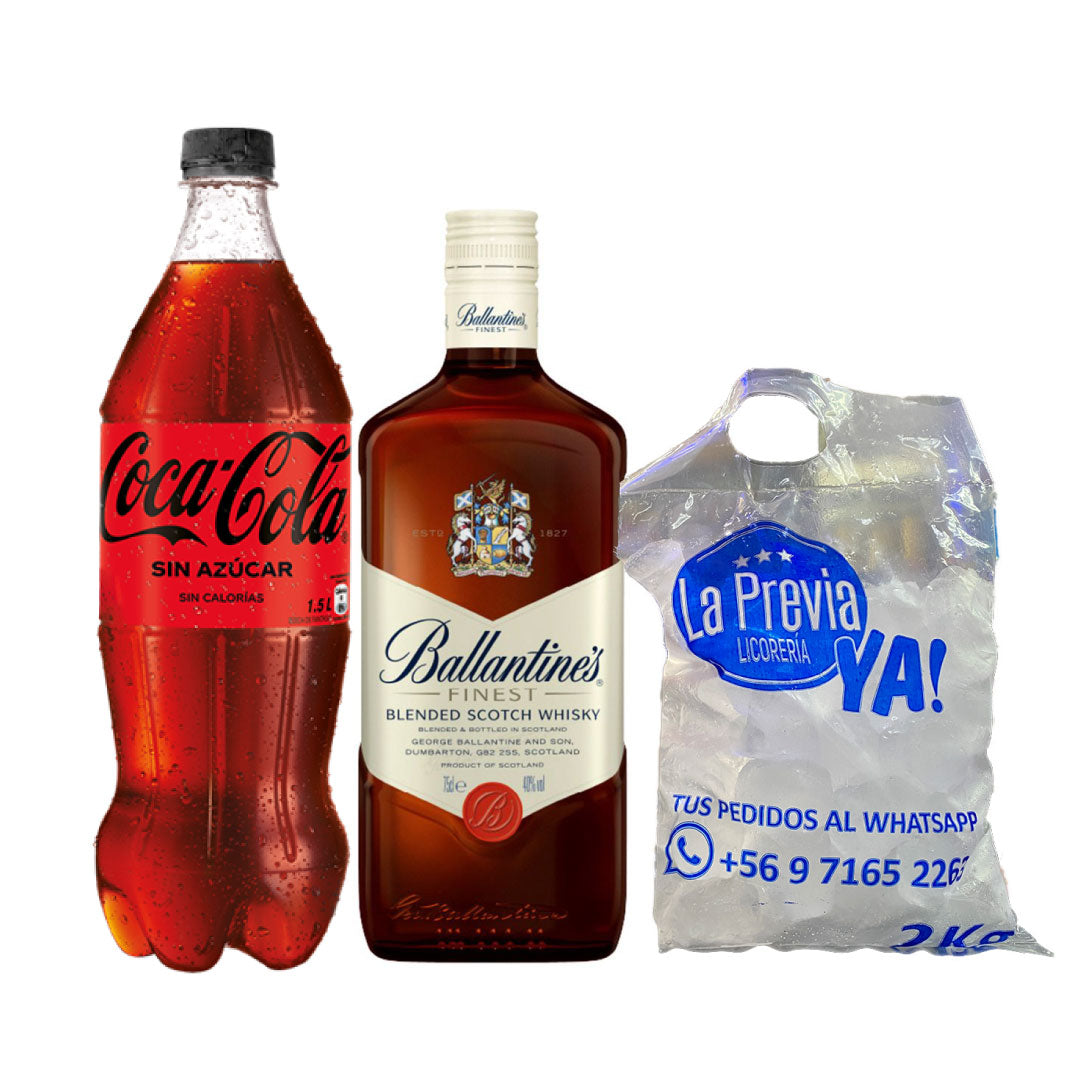 Promo Whisky Ballantines Finest Whisky 750 ml + Coca Cola Zero 1.5 L + Hielo