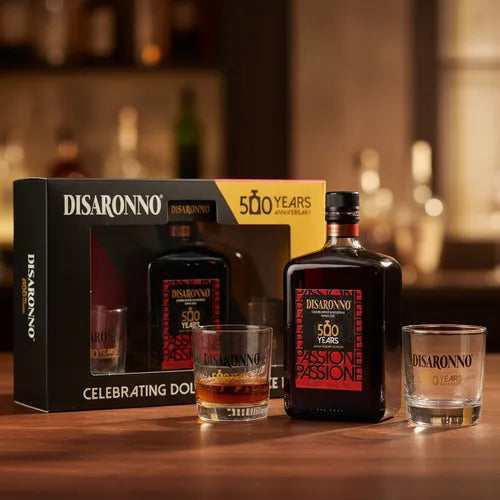 Pack Anniversary 500 Years Disaronno 700cc + 2 Vasos Vidrio