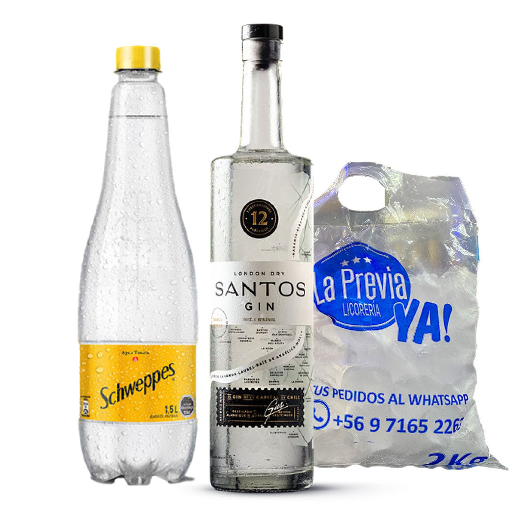 Promo Gin Provincia Santos + Tónica Schweppes 1.5 L + Hielo